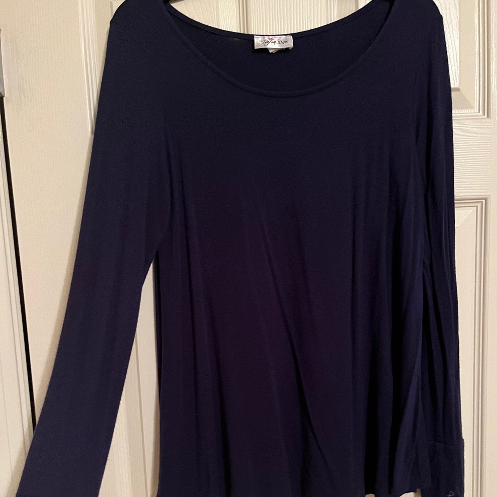 ZigZag Stripe Navy Blue Long Sleeve Shirt